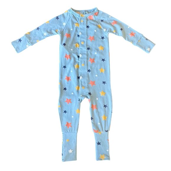 MAGNETIC ME Stars Convertible Coverall Baby 9-12 Months Blue Organic Romper NWT - Picture 1 of 10